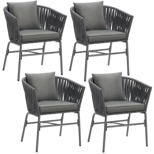 Stoelset Valeiras in rope-design, dikke kussens, 60x61x77cm, Tuin en Terras, Overige Tuin en Terras, Verzenden