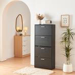Schoenenkast Sykkylven 4 kleppen zwart 134x60x24 cm [en.casa, Verzenden, Nieuw