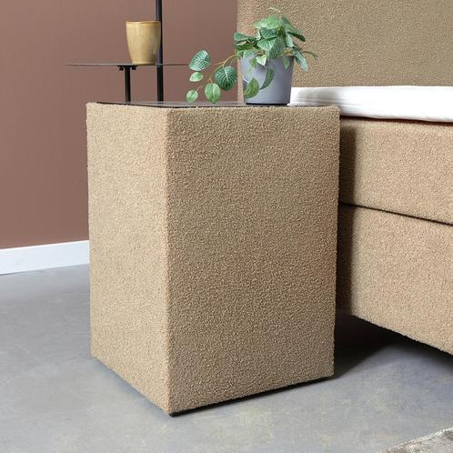 *WOONWINKEL* Boucle Stof Nachtkastje Bruin, Huis en Inrichting, Slaapkamer | Nachtkastjes, Nieuw, Verzenden