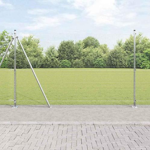 vidaXL Hecke met palen Zilver 1.5 x 10 m Staal, Tuin en Terras, Schuttingen, Nieuw, IJzer, Verzenden