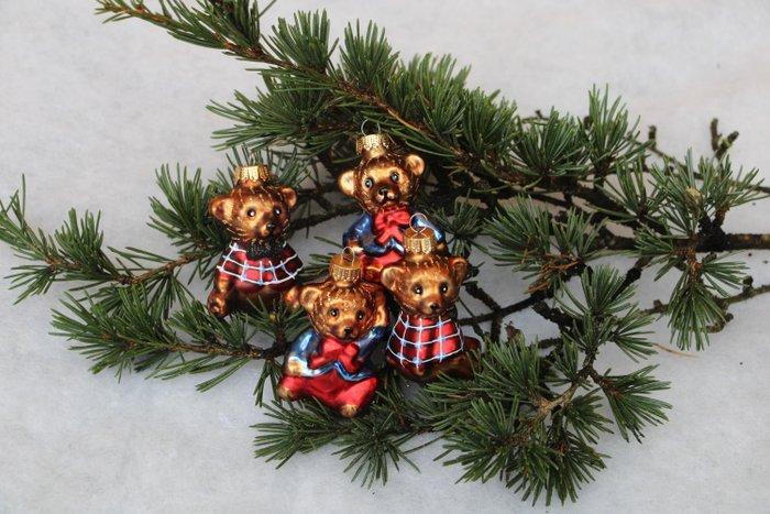 Krebs: Teddyberen miniaturen, 4 stuks - Kerstballen Lauscha, Diversen, Kerst
