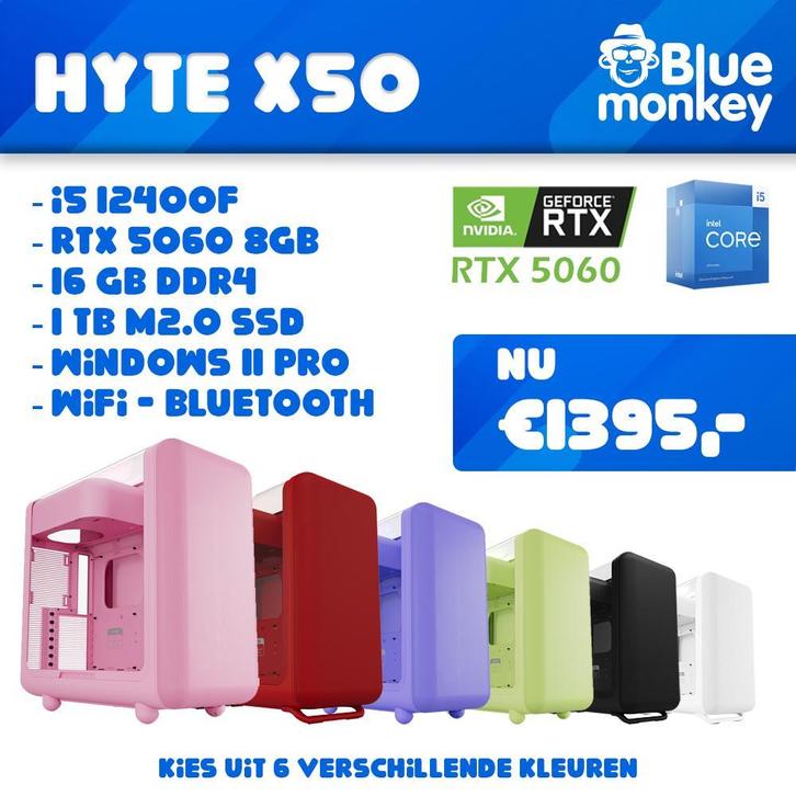 Hyte X50 Game PC- i5 12400f – RTX 5060 8gb -1 TB M2.0 -16 GB, Computers en Software, Desktop Pc's, 3 tot 4 Ghz, SSD, Met videokaart