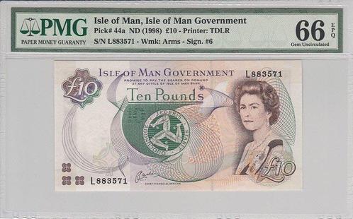 Isle Of Man P 44a 10 Pounds Nd1998 Pmg 66 Epq, Postzegels en Munten, Bankbiljetten | Europa | Niet-Eurobiljetten, Verzenden
