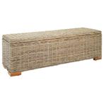 vidaXL Opbergbox 110 cm natuurlijk kubu rattan en massief, Verzenden, Nieuw