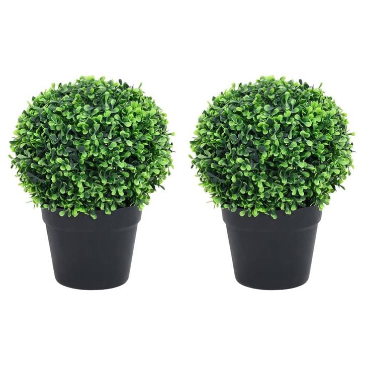 vidaXL Kunstplanten met pot 2 st buxus bolvorming 37 cm, Huis en Inrichting, Woonaccessoires | Kunstplanten en Kunstbloemen, Nieuw