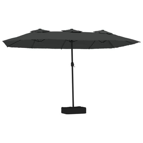 Parasol dubbel dak LED antraciet - retourdeal - 40% korting, Tuin en Terras, Parasols, 2 tot 3 meter, Verstelbaar, Nieuw, Zweefparasol