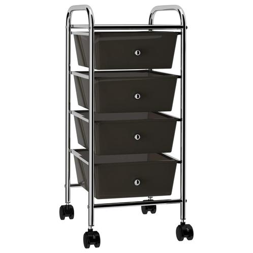 vidaXL Opbergtrolley met 4 lades mobiel kunststof zwart, Doe-het-zelf en Verbouw, Gereedschap | Overige machines, Nieuw, Verzenden