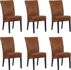 Set van 6 Cognac leren landelijke eetkamerstoelen - Granada, Overige kleuren, Nieuw, Leer, Ophalen of Verzenden