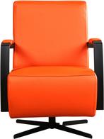 Oranje leren industriële draaistoels - staal zwart frame me, Nieuw, Ophalen of Verzenden, Modern, 50 tot 75 cm