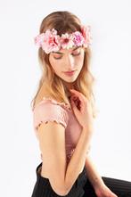 Handgemaakte Bloemenkrans Haar Lichtroze Roze Bloemen Haarba, Ophalen of Verzenden, Nieuw, Carnaval, Accessoires