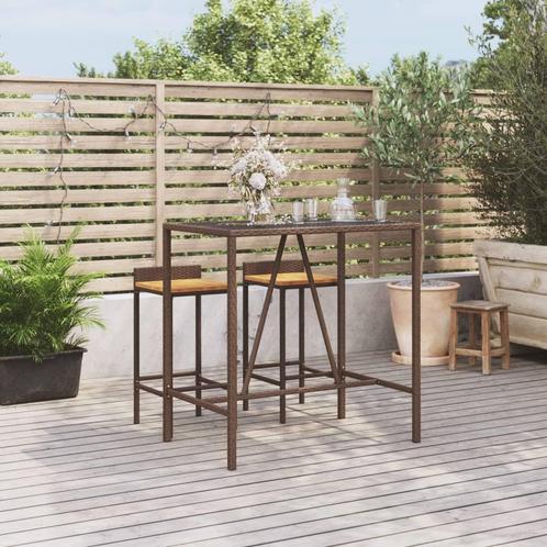 vidaXL Bartafel met glazen blad 110x70x110 cm poly rattan, Tuin en Terras, Tuintafels, Nieuw, Verzenden