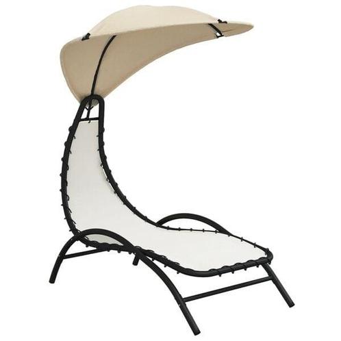 Ligbed met Luifel - OP = OP - Creme - Super Koopje -41%, Tuin en Terras, Ligbedden, Nieuw, Textileen, Ophalen of Verzenden