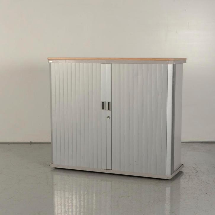 Roldeurkast Gispen Octa - Lichtgrijs - Wit topblad - 106 x, Huis en Inrichting, Kasten | Roldeurkasten en Archiefkasten, Ophalen of Verzenden
