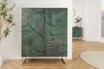Massief highboard SNAKE 120 cm turkoois goudkleurig, Huis en Inrichting, Kasten | Overige, Ophalen of Verzenden, Nieuw