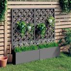 vidaXL Plantenbakken met latwerk 2 st 65x33x135 cm HKC grijs, Tuin en Terras, Verzenden, Nieuw, 60 tot 100 cm, 60 cm of meer