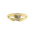 Gouden ring met diamant | 0,02 ct. (rond briljant, geelgoud), Gebruikt, Overige kleuren, Ophalen of Verzenden, 17 tot 18