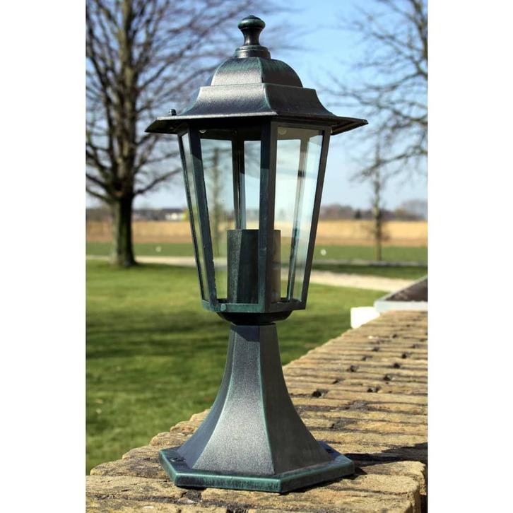 vidaXL Tuinlantaarn Preston 41 cm groen, Tuin en Terras, Buitenverlichting, Staande lamp, Nieuw, Aluminium, Verzenden