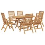 vidaXL Tuin eettafelset 7 pcs Bruin Massief Teakhout, Verzenden, Nieuw