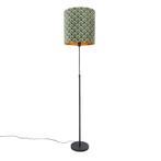 Vloerlamp zwart kap pauw dessin 40 cm verstelbaar - Parte, Huis en Inrichting, Nieuw, Overige materialen, Klassiek / Antiek, 150 tot 200 cm