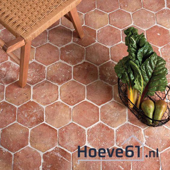 Hexagon en visgraat cotto plavuizen, handgemaakt., Doe-het-zelf en Verbouw, Vloerdelen en Plavuizen, Minder dan 10 cm, Minder dan 50 cm