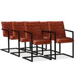vidaXL Eetkamerstoelen 6 st echt leer bruin, Huis en Inrichting, Stoelen, Verzenden, Nieuw, Bruin
