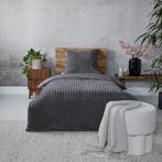 Teddy ribbed dekbedovertrek - antraciet - 140 x 200/220 cm |, Verzenden, Nieuw, Grijs