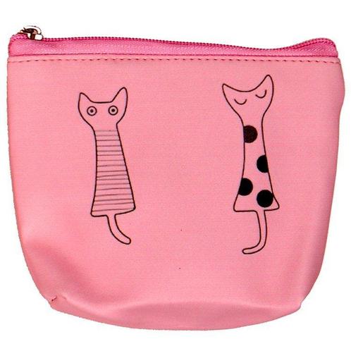 Portemonneetje rits 2 getekende poezen roze - 10x11cm NIEUW, Sieraden, Tassen en Uiterlijk, Portemonnees, Roze, Nieuw, Ophalen of Verzenden