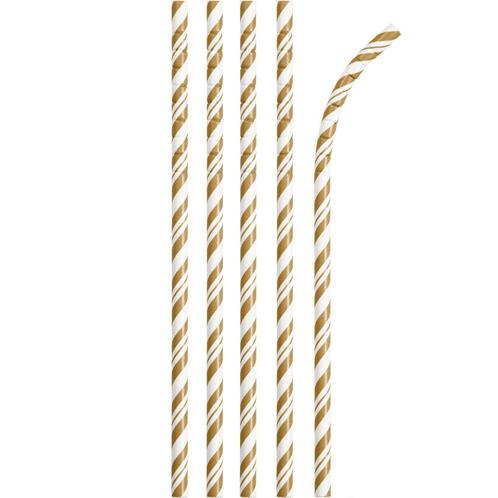 Gouden Rietjes Gestreept 24st, Hobby en Vrije tijd, Feestartikelen, Nieuw, Verzenden