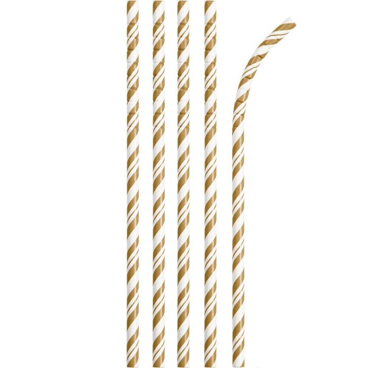 Gouden Rietjes Gestreept 24st, Hobby en Vrije tijd, Feestartikelen, Nieuw, Verzenden