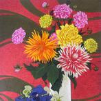 Yves Ganne (1931-2019) - Bouquet de fleurs, pivoines et, Antiek en Kunst