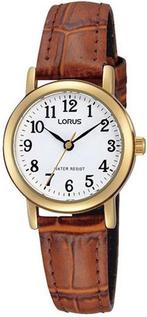 Lorus RRS18VX9 horloge dames - bruin - edelstaal doublé - 26, Nieuw, Verzenden