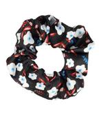 Scrunchie Haarelastiek Bloemen Patroon Zwart, Verzenden, Nieuw