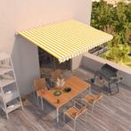 vidaXL Luifel handmatig uittrekbaar 400x350 cm geel en wit, Tuin en Terras, Zonneschermen, Verzenden, Nieuw