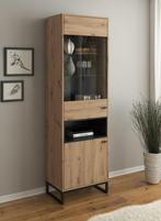 Vitrinekast - Eiken - Zwart - 60x40x202 - Glazen opbergkast, Huis en Inrichting, Nieuw, 50 tot 100 cm, Industrieel, 25 tot 50 cm