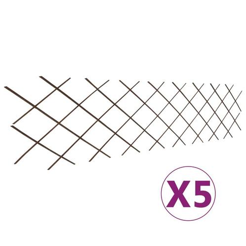 vidaXL Tuinlatwerken 5 st 180x60 cm wilgenhout, Tuin en Terras, Schuttingen, Nieuw, Hout, Minder dan 1 meter, Verzenden