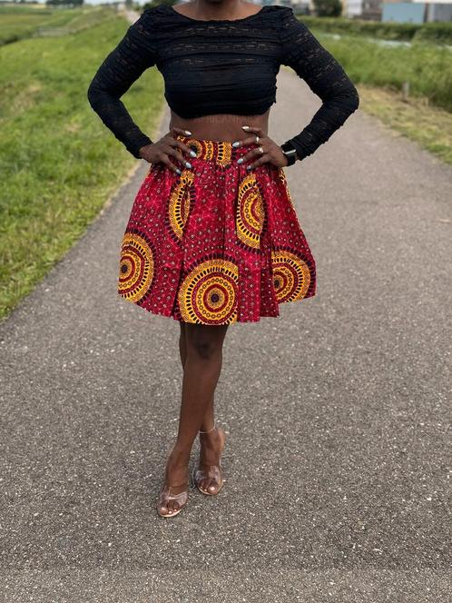 Afrikaanse print mini rok - Rode Dotted Patterns, Kleding | Dames, Rokken, Nieuw, Ophalen of Verzenden