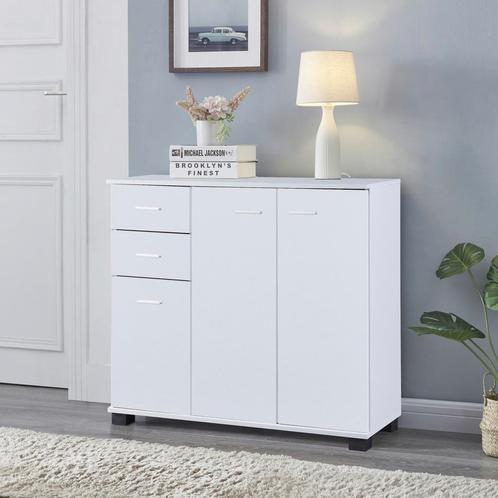 [en.casa] Halmeubel Crimla 72x80x28 cm wit, Huis en Inrichting, Kasten | Dressoirs, Verzenden