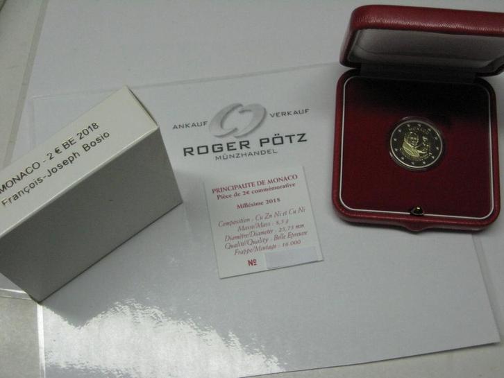 2 Euro Monaco 2018 Francois Bosio Pp Ovp, Postzegels en Munten, Munten | Europa | Euromunten, Verzenden