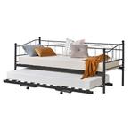 Slaapbank met onderschuifbed Skutskär 90x200 cm zwart, Huis en Inrichting, Slaapkamer | Bedden, Verzenden, Nieuw