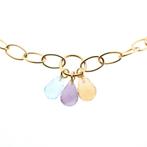 Gouden schakel ketting met topaas | 43 cm (gouden ketting), Sieraden, Tassen en Uiterlijk, Kettingen, Gebruikt, Overige kleuren
