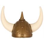 Gouden Vikingen verkleed helm met hoorns - Helmen, Verzenden, Nieuw