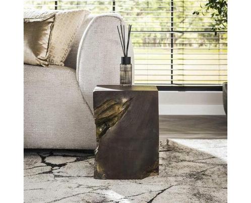 Bijzettafel square grey and gold - Grijs, Huis en Inrichting, Tafels | Bijzettafels, Nieuw, Ophalen of Verzenden