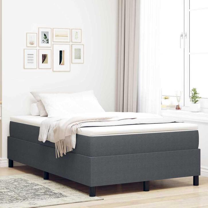 vidaXL Platform bedframe Donkergrijs 120 x 200 cm Stof, Huis en Inrichting, Slaapkamer | Bedden, Grijs, Nieuw, Stof, Verzenden