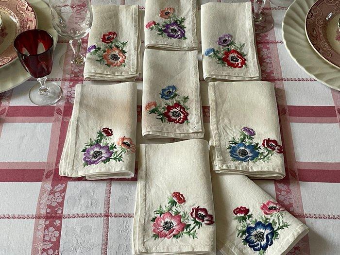 8 linnen servetten uit het begin van de 20e eeuw met, Antiek en Kunst, Antiek | Kleden en Textiel