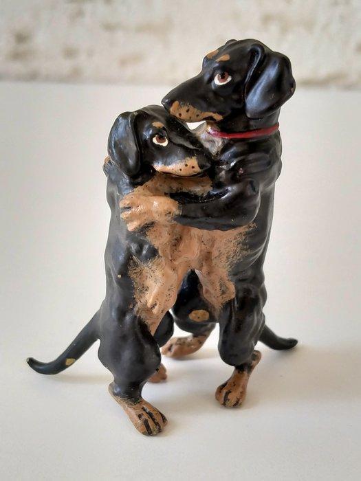 Fritz Bermann - Beeldje - Hugging Dogs - Koud geverfd brons, Antiek en Kunst, Antiek | Keramiek en Aardewerk