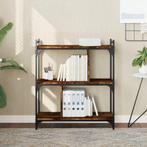 vidaXL Boekenkast 3-laags 76x32x88 cm bewerkt hout gerookt, Huis en Inrichting, Verzenden, Nieuw, Overige houtsoorten