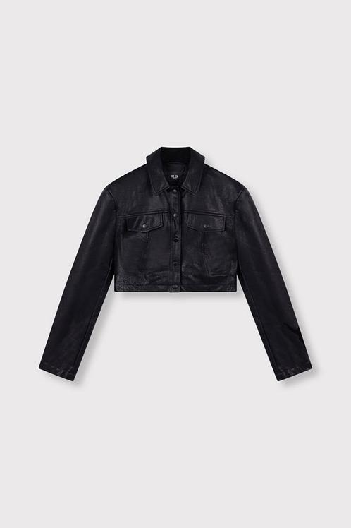 -50% Alix The Label  Alix The Label Faux leather blouse -  m, Kleding | Dames, Jassen | Zomer, Zwart, Nieuw, Verzenden