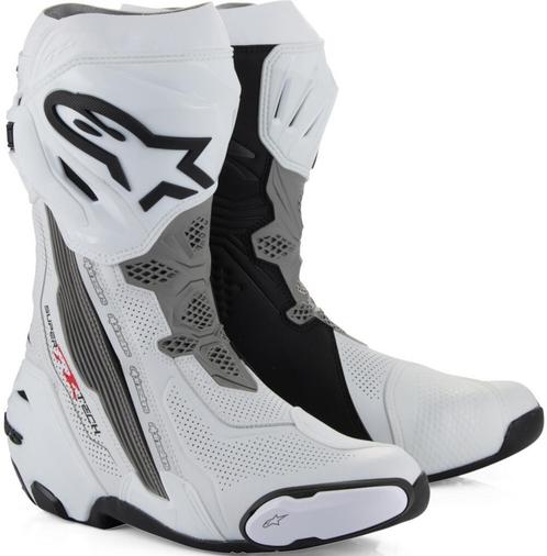 Alpinestars Supertech R Vented Wit Mid Grijs Zwart, Motoren, Kleding | Motorkleding, Heren, Nieuw met kaartje, Laarzen, Verzenden