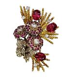 Hanger Vintage 18k gouden robijn diamanten broche - Robijn, Sieraden, Tassen en Uiterlijk, Antieke sieraden