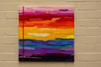 Zonsondergang in Collage – Abstract Mixed Media Kunstwerk, Ophalen of Verzenden
